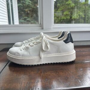 Steve Madden White and Black Platform Sneakers